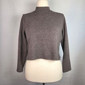 Old Navy Womens Brown Long Sleeve‎ Mock Neck Crop Sweater Top Size M Casual Knit